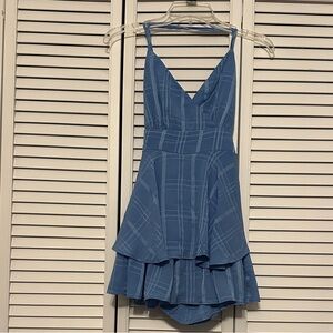 Francesca's Collections Blue Plaid Mini Dress